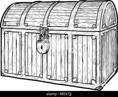 Dibujo a mano alzada dibujo vectorial ilustración de la caja de madera