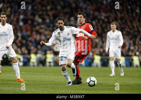 Madrid, España. 10 Feb, 2018. Keylor Navas (portero; Real Madrid) en acción  durante la Liga partido entre el Real Madrid y la Real Sociedad en el  Santiago Bernabeu el 10 de febrero