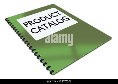 Ilustración 3D de Product Catalog script en un folleto, aislado en blanco. Foto de stock