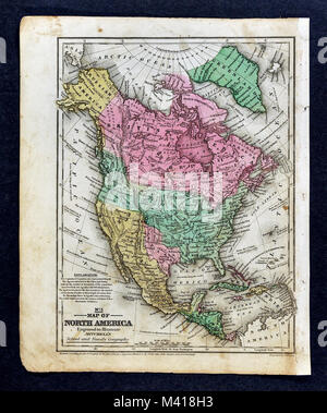 1839 Mitchell Mapa - América del Norte - Estados Unidos - República de Texas - New Albion California - México Canadá Federación de Alaska