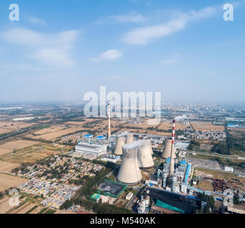 Vista aérea de la planta de energía térmica Foto de stock