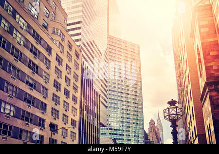 Imagen en tonos vintage de rascacielos de Manhattan, Ciudad de Nueva York, EE.UU.