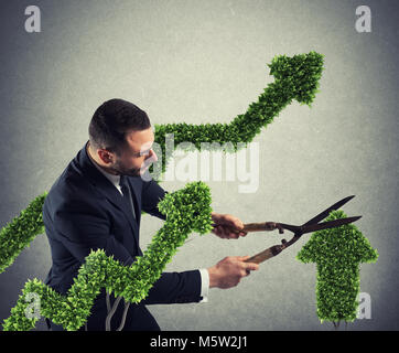 El empresario que corta y ajusta una planta con forma de flecha stats. Concepto de empresa Inicio . 3D Rendering El empresario que corta y ajusta una planta con forma de flecha stats. Concepto de empresa Inicio . 3D Rendering