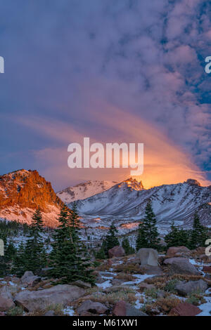 Amanecer, Pantera pradera, monte Shasta, el Bosque Nacional Shasta-Trinity, California Foto de stock