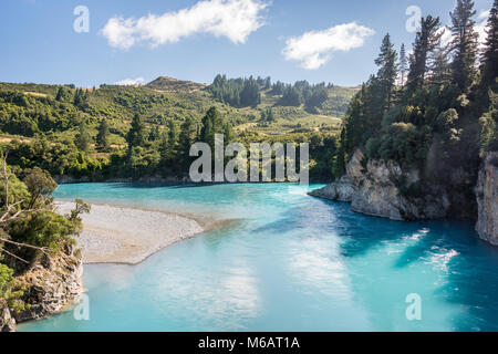 Río Rakaia, llanuras de Canterbury, Isla del Sur, Nueva Zelanda Foto de stock
