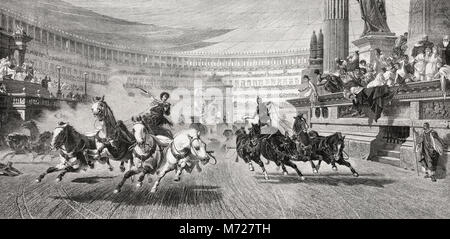 Chariot racer en el Circus Maximus en la antigua Roma Foto de stock