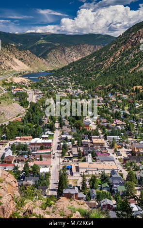 La ciudad de Georgetown, Montañas Rocosas, en Colorado, EE.UU. Vista aérea de Guanella Pass Road Foto de stock