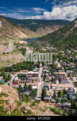 La ciudad de Georgetown, Montañas Rocosas, en Colorado, EE.UU. Vista aérea de Guanella Pass Road Foto de stock
