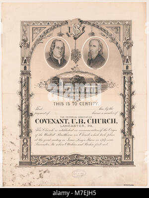 Certificado de membresía en Pacto . Iglesia, Lancaster, Pensilvania  Fotografía de stock - Alamy