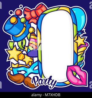 Fiesta de Carnaval de celebración iconos, objetos y decoración Imagen  Vector de stock - Alamy