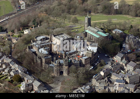Vista aérea del castillo de Lancaster, Reino Unido Foto de stock