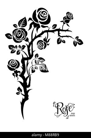 Tatuaje de flores negras Imagen Vector de stock - Alamy