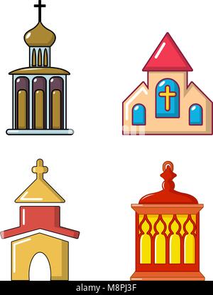  Icono de la Iglesia, del estilo de dibujos animados Imagen Vector de stock