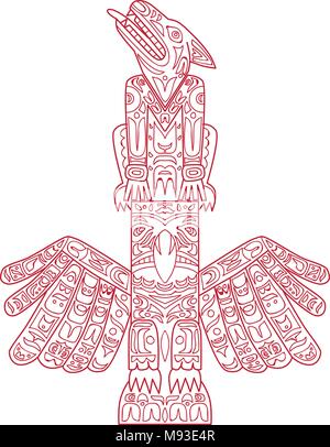 Doodle art illustration de un lobo y águila Totem pole, un tipo de arte de  Costa Noroeste, compuesto de palos, postes o pilares, con símbolos o  figuras Imagen Vector de stock -