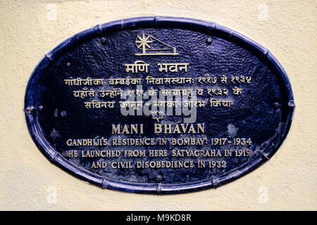 Mumbai, India - 18 de diciembre de 2017 : Mani Bhavan Gandhi Museo Sangrahalaya