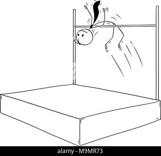 Caricatura del empresario haciendo Salto de altura Ilustración del Vector