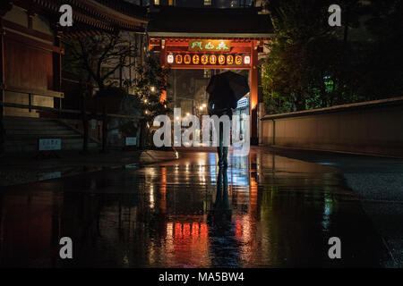 Asia, Japón Nihon, Nippon, Tokio, Asakusa, Taito, personas con sombrilla camina bajo la lluvia
