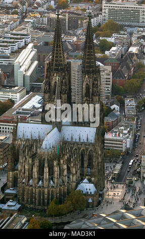 Vista aérea, la catedral de Colonia, la Catedral de San Pedro, Sitio del Patrimonio Mundial de la UNESCO, la Catedral de la archidiócesis de Colonia, el domo, Gótico, Neo-Go