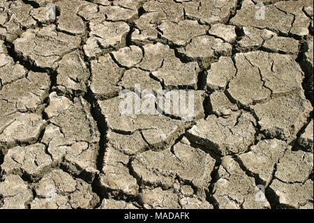 Primer plano de tierra seca del desierto agrietado Foto de stock