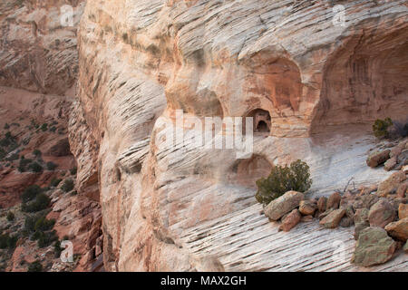 Cliff ruina de la masacre Cueva Mirador, Monumento Nacional Cañón de Chelly, Arizona Foto de stock