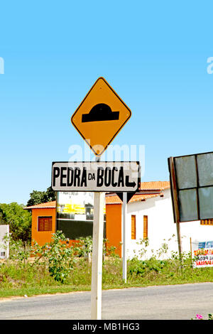 La placa, la carretera PB-073, Araruna, Paraiba, Brasil