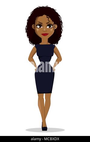 mujer afroamericana en ropa de moda. mujer joven con estilo en look casual.  ilustración de stock vectorial de una chica de moda en estilo de dibujos  animados sobre un fondo blanco. 8667693