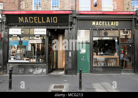 Restaurante italiano Macellaio tienda exterior en Exmouth Market, Clerkenwell, London UK KATHY DEWITT Foto de stock