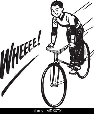 Chico caballo Bicicleta - Retro Ilustración Clipart Ilustración del Vector