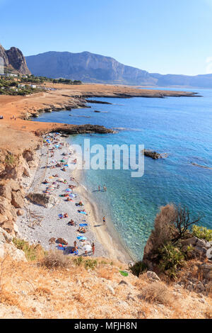 Playa de Bue Marino, San Vito Lo Capo, en la provincia de Trapani, Sicilia, Italia, el Mediterráneo, Europa Foto de stock