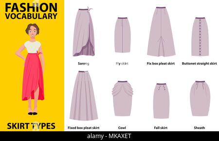 Falda de colecciones de vocabulario simple classic standard faldas. Muchos tipos de faldas es apto en el vector bonito modelo vectorial.
