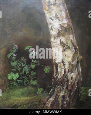 Estudio de la parte inferior del tronco de un árbol de abedul. 1819. "Estudio de un Birch Tree' por Johan Christian Dahl, Bergen Kunstmuseum Foto de stock