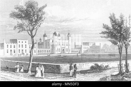Londres. Real Academia Militar de Woolwich. DUGDALE 1845 antigüedades imprimir Foto de stock