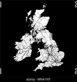 Gran Bretaña mapa monocromo Artprint, contorno vectorial Versión, listo para el cambio de color, separados en blanco Ilustración del Vector