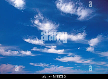 Cielo azul con nubes de buen tiempo. Altocúmulos y Cirrus.