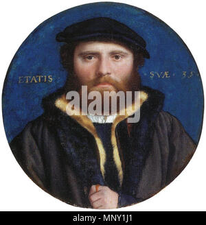 Inglés: Retrato de un hombre no identificado, posiblemente el orfebre Hans de Amberes. El mismo hombre es representado en una pintura de Holbein. circa 1535-40. 1213 hombre no identificado, taller de Hans Holbein el joven Foto de stock