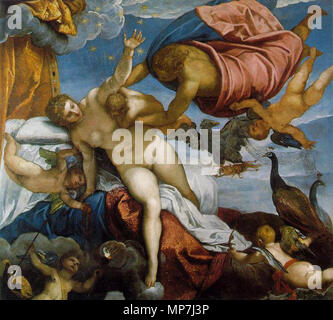 Inglés: El origen de la Vía Láctea 1575. 688 Jacopo Tintoretto - El origen de la Vía Láctea - WGA22669 Foto de stock