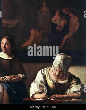 Señora escribiendo una carta con su criada (detalle) circa 1670. 730 Johannes Vermeer - Lady escribiendo una carta con su criada (detalle) - WGA24697