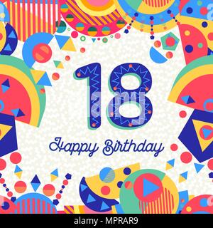 Feliz cumpleaños 18 años tarjeta de felicitación Imagen Vector de stock -  Alamy