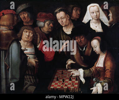 El juego de ajedrez, c.1508. Foto de stock