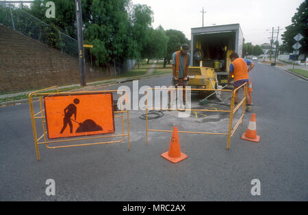 Repavimentación de carreteras en curso, Sydney, New South Wales, Australia Foto de stock