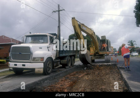 Repavimentación de carreteras en curso, Sydney, New South Wales, Australia Foto de stock