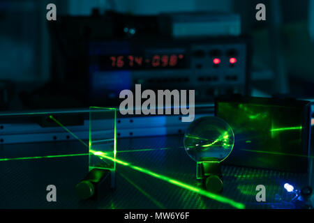 Experimento de laboratorio fotónico con láser