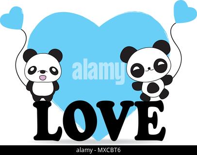 Panda con amor globo Imagen Vector de stock - Alamy