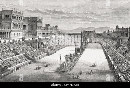 Reconstrucción del Circus Maximus en la antigua Roma Foto de stock
