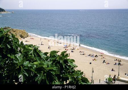 España - Catalunya - Maresme (distrito) - Barcelona. Calella, playa / platja La Platjola. Foto de stock