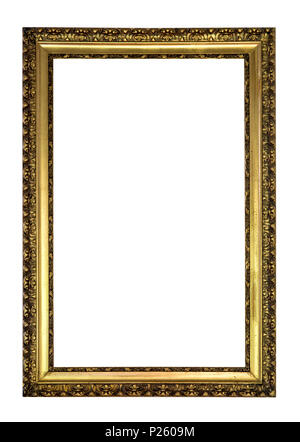 Antiguo marco dorado aislado sobre fondo blanco Fotografía de stock - Alamy