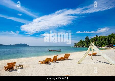 Tailandia, la provincia de Satun, Parque Nacional Marino Tarutao, Ko Adang isla, la playa de Adang Resort hotel