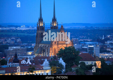 La República Checa, Brno, skyline, vista general, San Pedro y San Pablo Catedral, Foto de stock