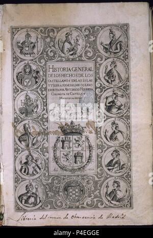 HISTORIA GENERAL DE LOS HECHOS CASTELLANOS EN LAS ISLAS Y TIERRA FIRME DE LAS INDIAS - DECADA V - MADRID 1615. Autor: Antonio Herrera y Tordesillas (1549-1625). Ubicación: CONGRESO DE LOS DIPUTADOS-biblioteca, Madrid.
