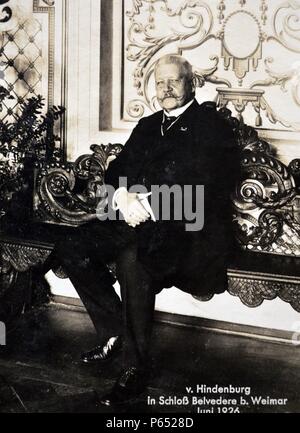 El Presidente Paul von Hindenburg (1847 â€ì 2 de agosto de 1934), el mariscal de campo Prussian-German, estadista y político, y sirvió como el segundo Presidente de Alemania desde 1925 a 1934. Foto de stock
